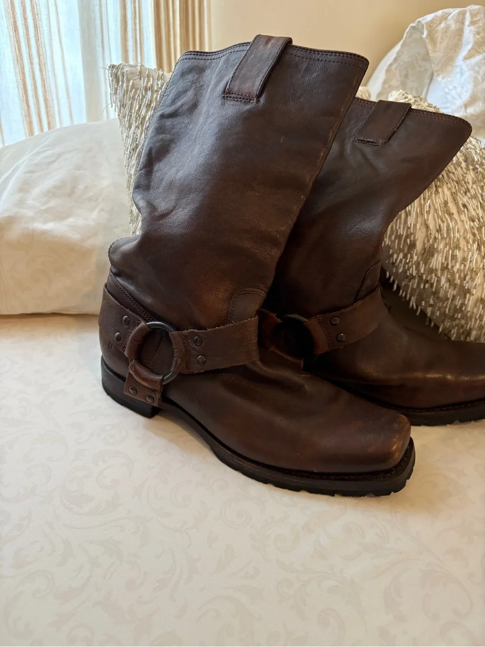 Frye Dark Brown Leather Harness Boots - Picture 3 of 12